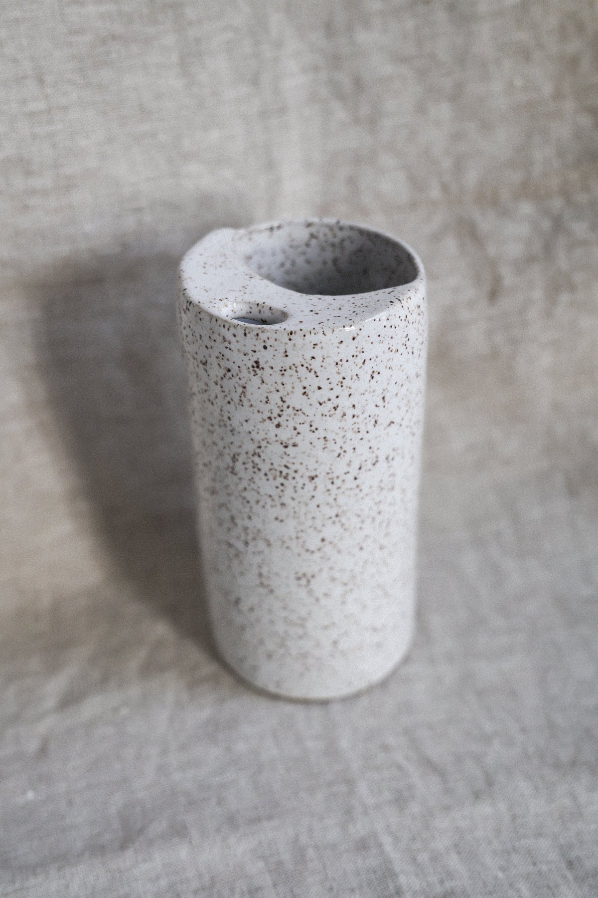 Fresh White Crescent Moon Travel mug, Mustache Saver, Minimalist Cream, Ceramic Stoneware Hand Thrown in Maine 14-16oz