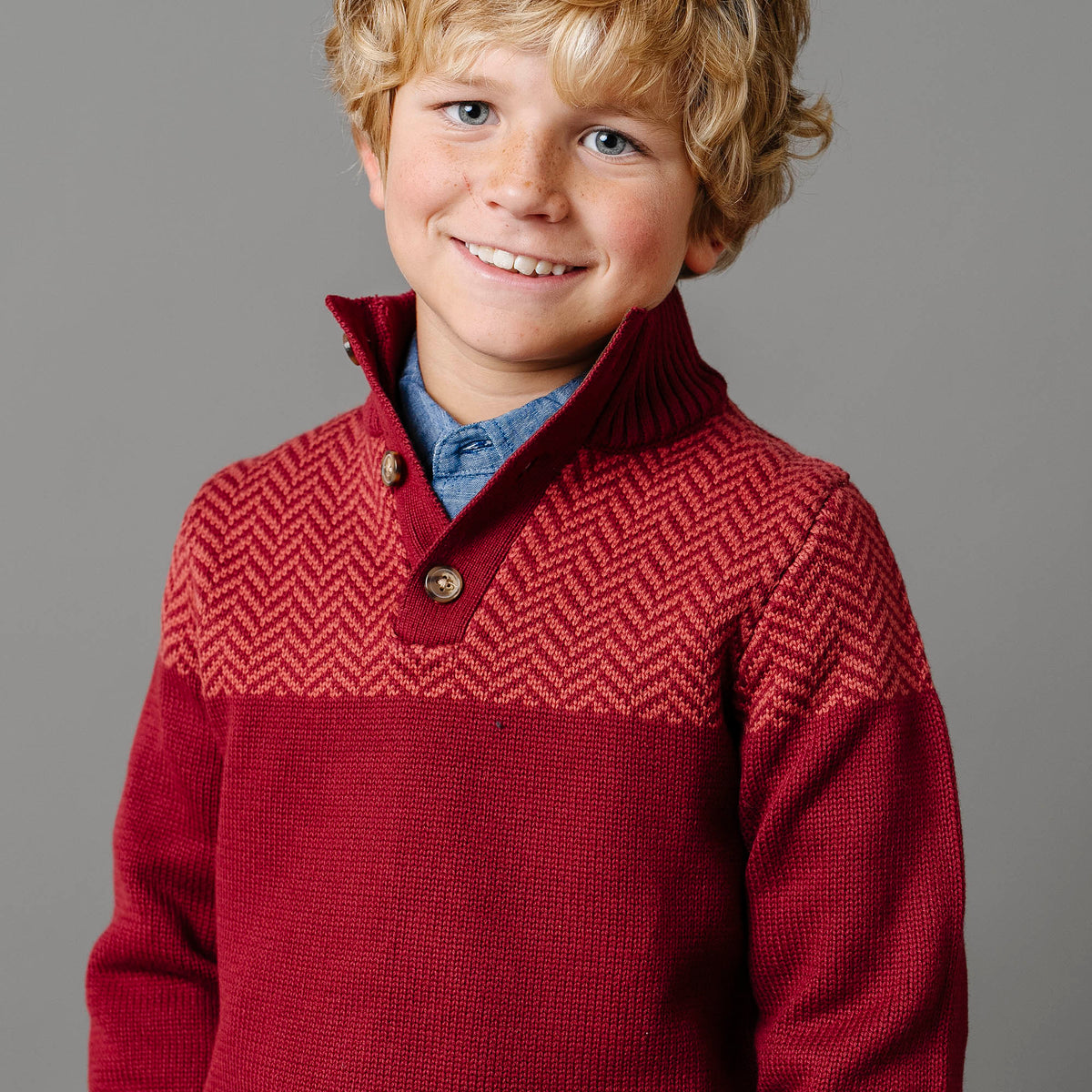 Organic Intarsia Yoke Mock Neck Sweater - Baby