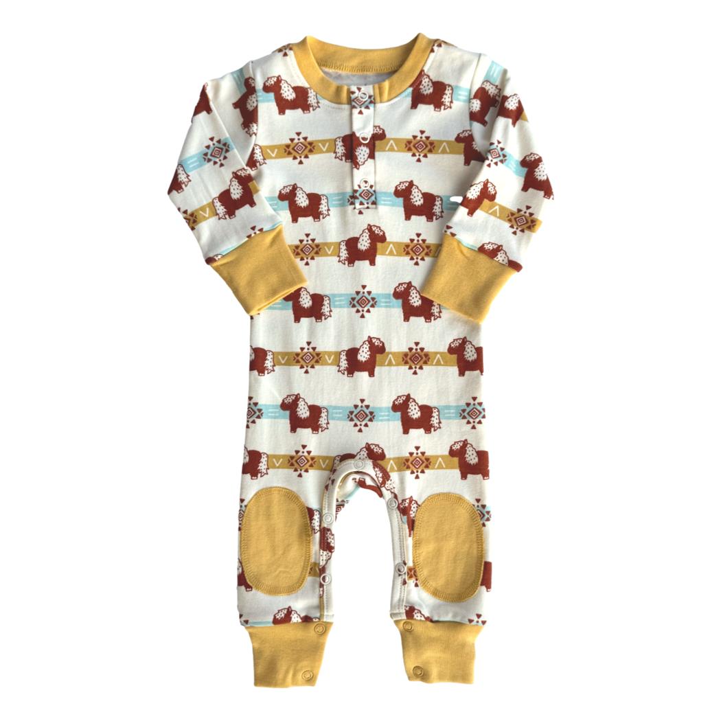 GOTS Certified Organic Cotton Crawler - Aztec Pony