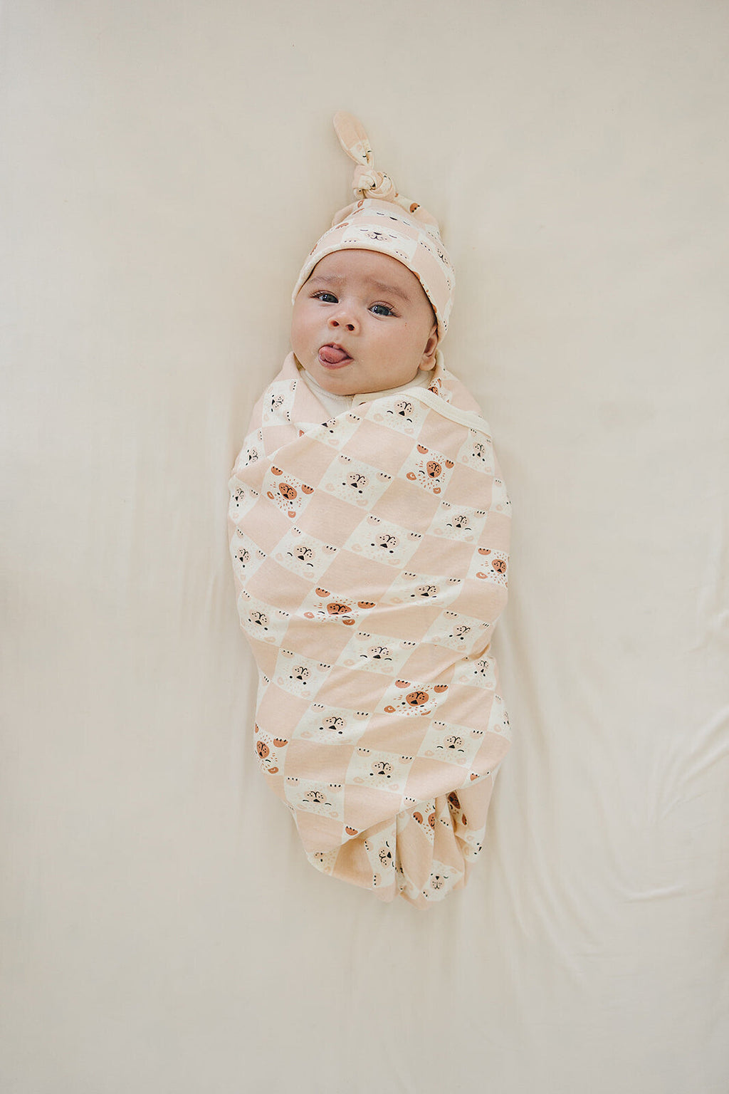 GOTS Certified Organic Cotton Blanket - Checkered Bear
