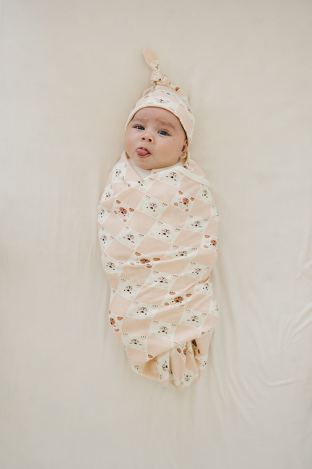 GOTS Certified Organic Cotton Blanket - Checkered Bear