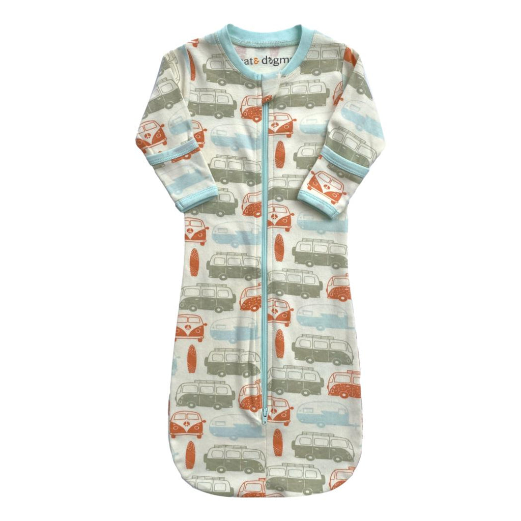 GOTS Certified Organic Cotton Sleepsack - Vintage Busses