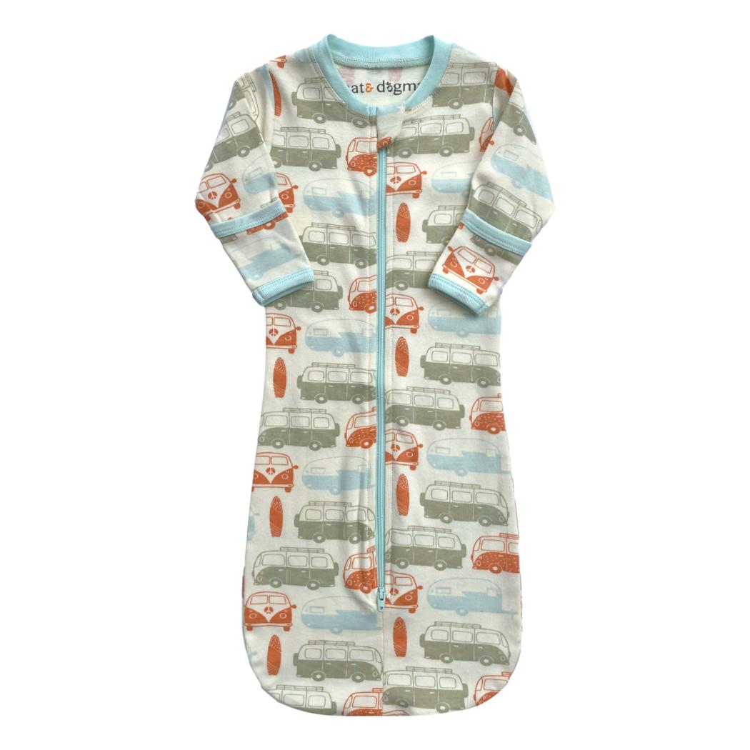 GOTS Certified Organic Cotton Sleepsack - Vintage Busses