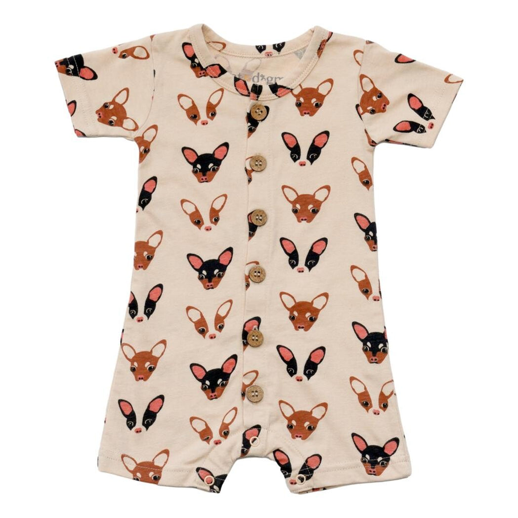 GOTS Certified Organic Cotton Short Sleeve Romper - Chihuahua