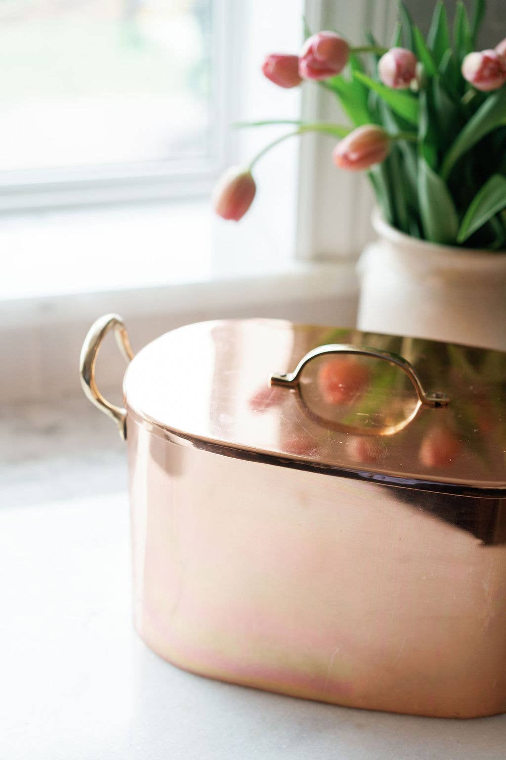 Copper Bread Box with Brass Handles – Vintage Kitchen Storage