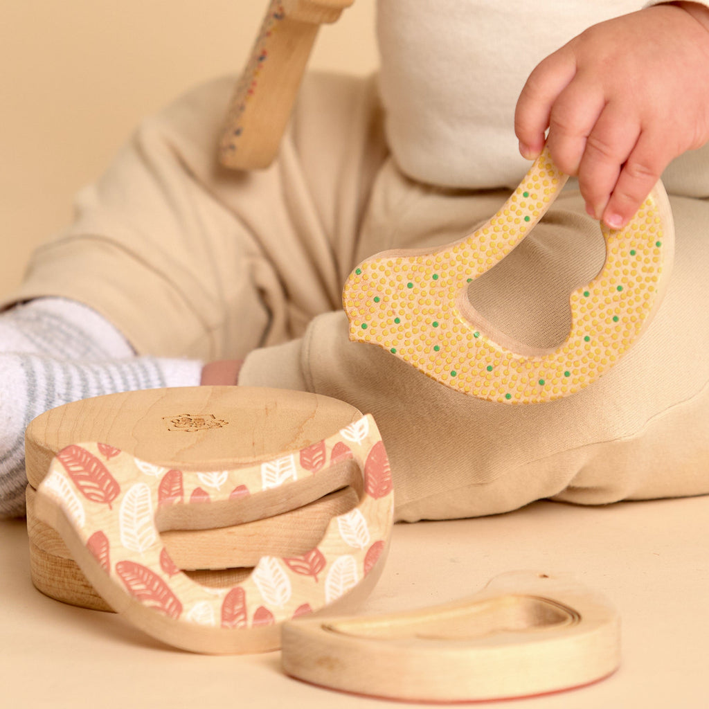 Solid Maple Wood Bird Rattle & Teether (Feathers) – Natural Wooden Baby Toy | Made in the USA 🇺🇸