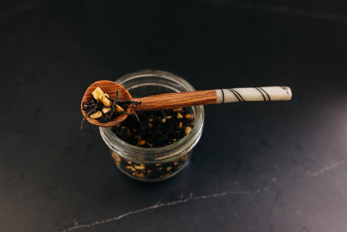 Handmade Striped Bone Handle Wooden Spoon (Qty 1)