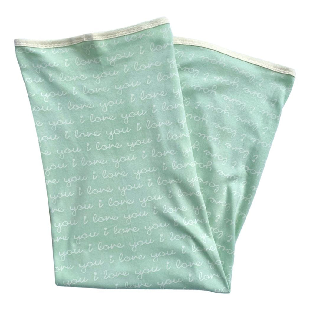 GOTS Certified Organic Cotton Blanket - I Love You (Desert Green)