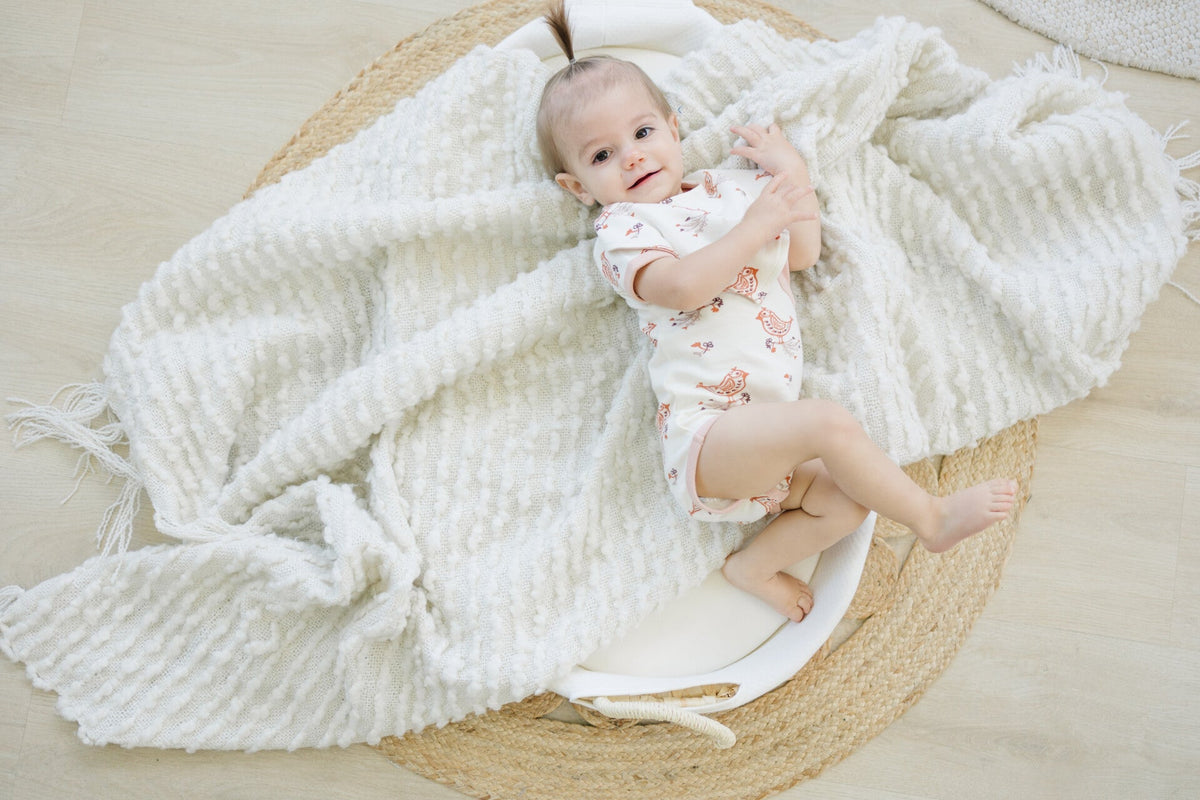 GOTS Certified Organic Cotton Short Sleeve Playsuit - Celadon Quail