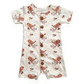 GOTS Certified Organic Cotton Short Sleeve Romper - Celadon Quail