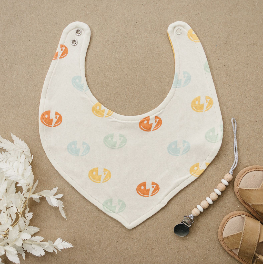 GOTS Certified Organic Cotton Bib - Smiley Bolts
