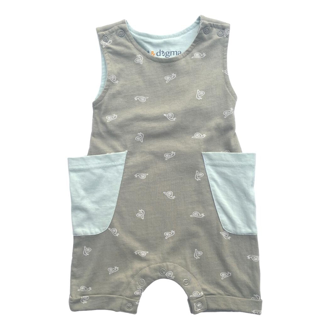 GOTS Certified Organic Cotton Sleeveless Romper - Freshwater Snail