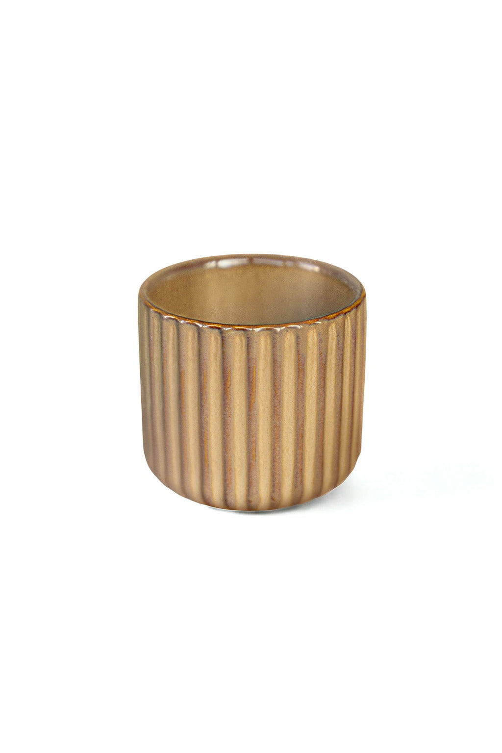 Orange Ribbed Ceramic Planter
