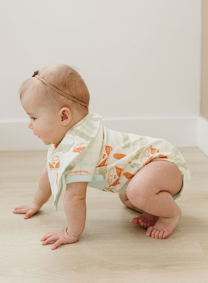 GOTS Certified Organic Cotton Short Sleeve Bodysuit - Vintage Busses