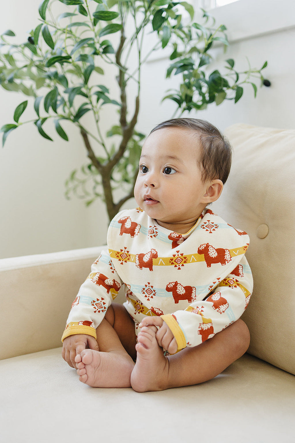 GOTS Certified Organic Cotton Long Sleeve Bodysuit - Aztec Pony