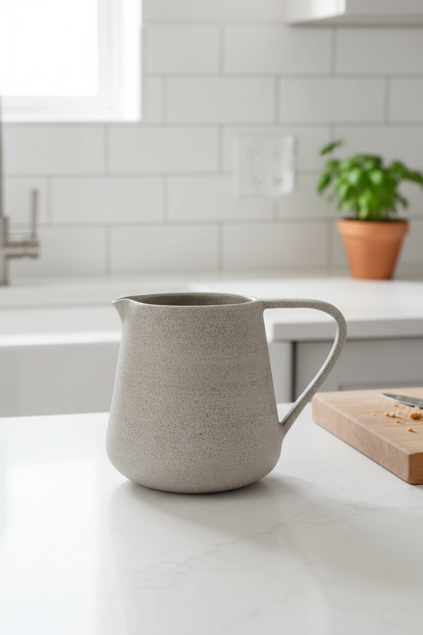 Handmade Stoneware Pitcher Concrete