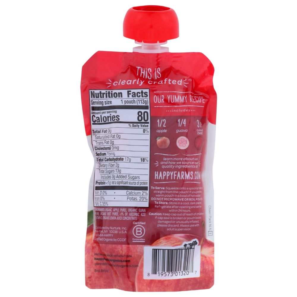 HAPPY BABY: Apples Guavas and Beets Pouch, 4 oz