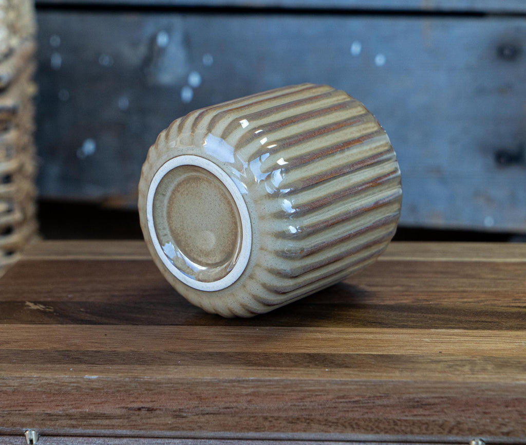 Orange Ribbed Ceramic Planter