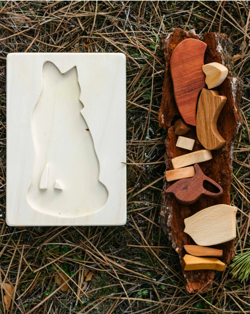 Wooden Fox Puzzle in Natural Wood