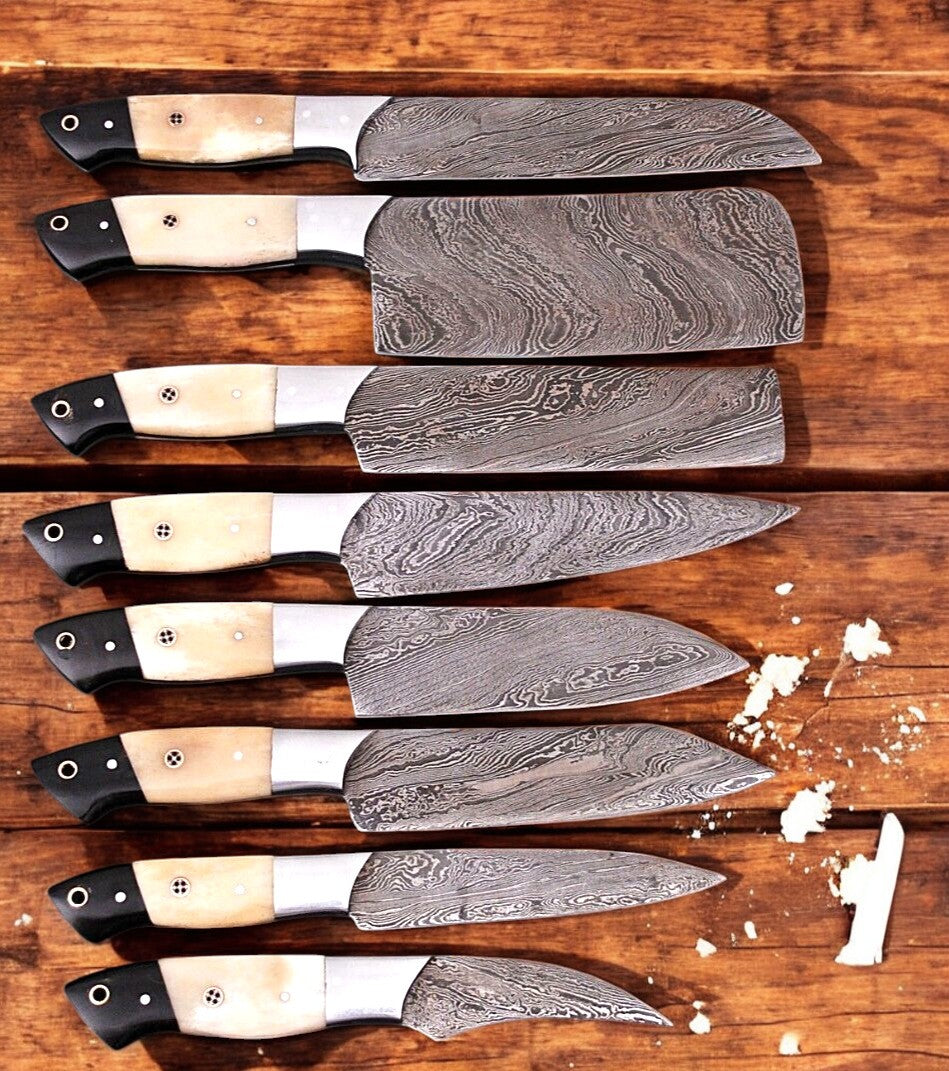 Premium Damascus Kitchen Knives Set – Handmade & Sharp