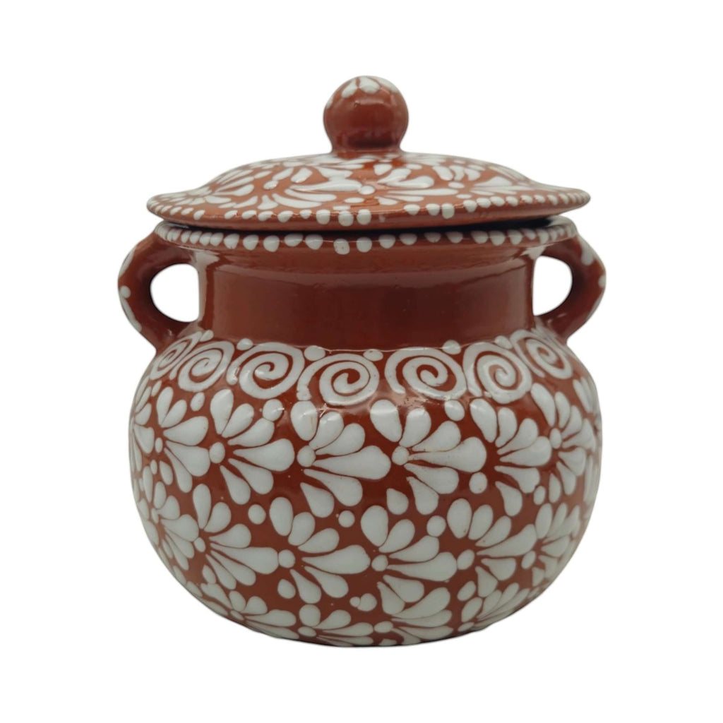 Talavera Frijolero Bean Pot with Lid | Fully Glazed Floral Design